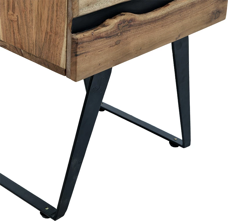 Komodinë nate Imena dru i fortë 4cm natyral-e zezë 45x35x56cm