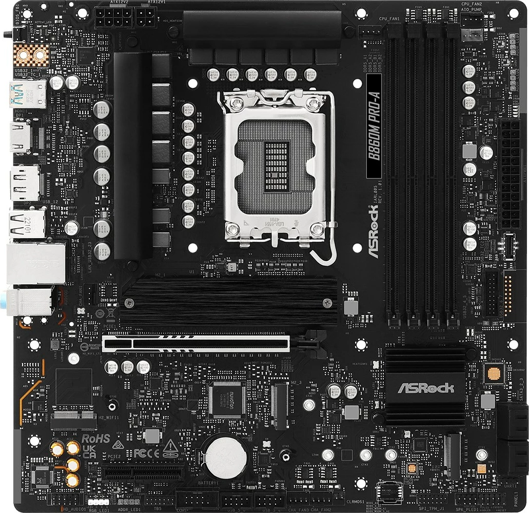 Pllakë amë ASRock B860M Pro-A, micro ATX, Socket 1851, 256 GB max RAM, e zezë