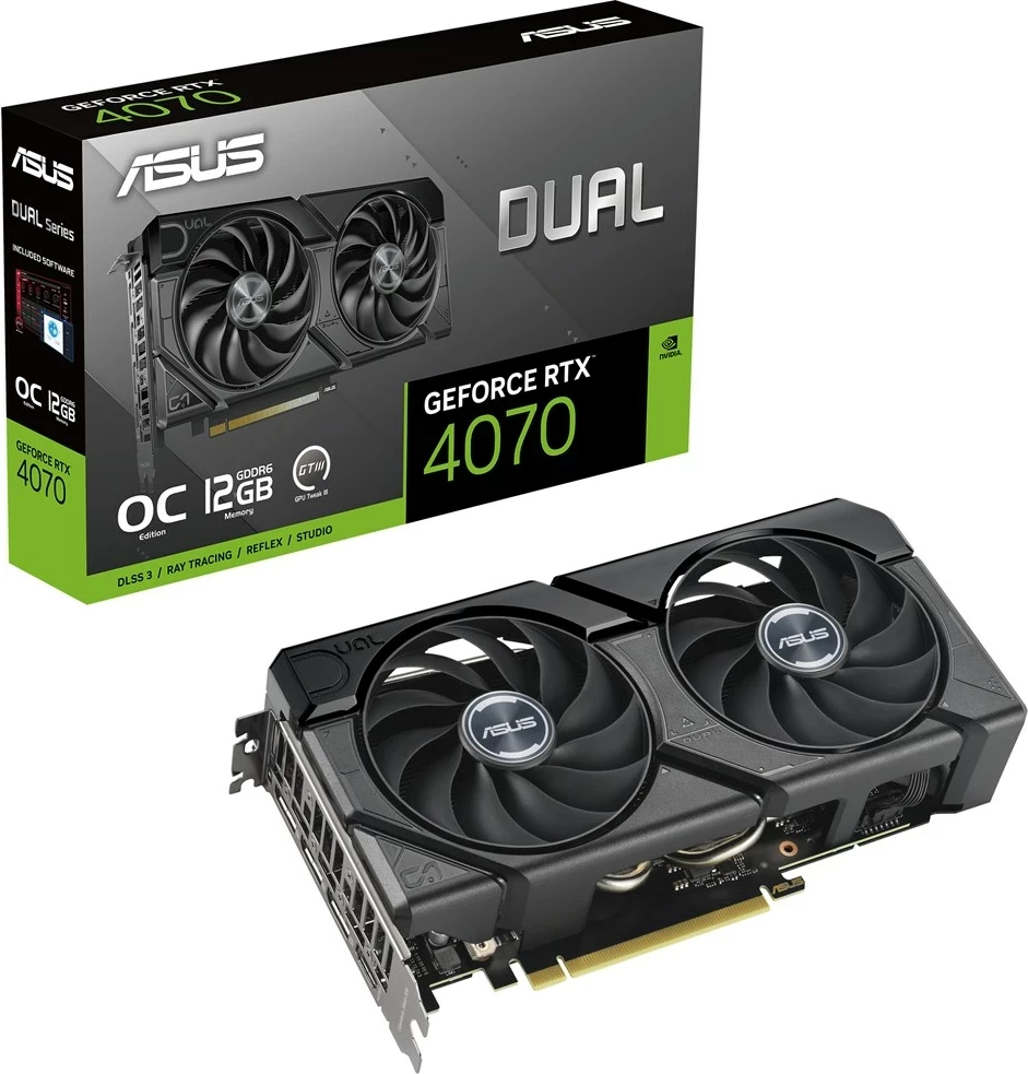 Kartelë grafike ASUS DUAL-RTX4070-O12GD6-EVO, 12 GB GDDR6, E zezë