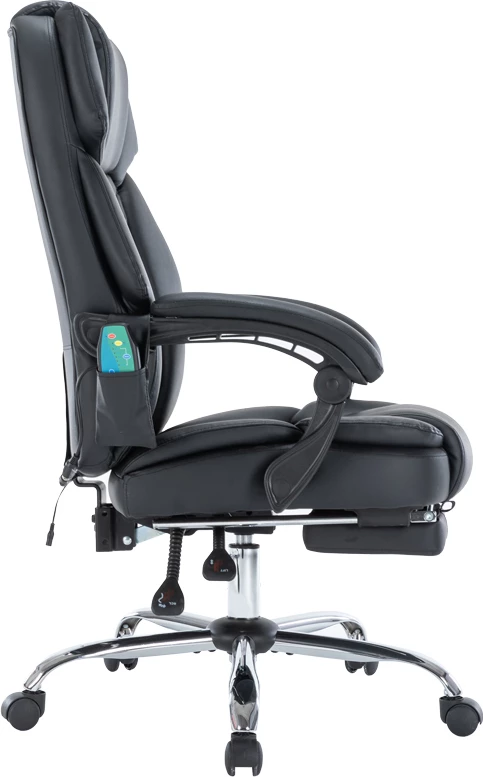 Karrige për zyre, mekanizëm premium, masazh-ngrohje, e zezë