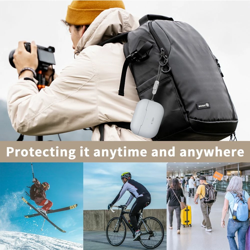 Mbështjellës Tech-Protect për AirPods Pro/Pro 2, silikon, bezhë