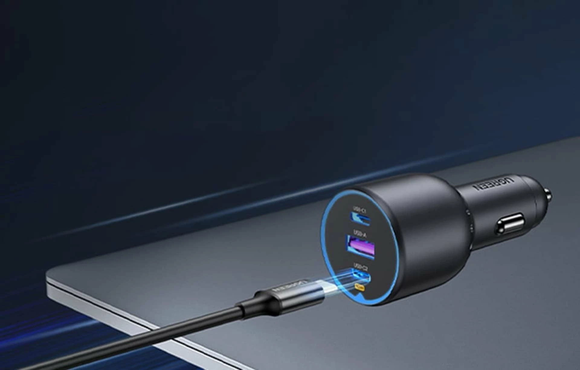Karikues veture Ugreen EC705 130W, 2x USB-C + 1x USB-A, fast charging, i zi