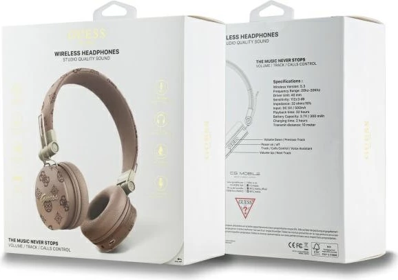 Kufje Guess Peony Script Round Shape Bluetooth, kafe