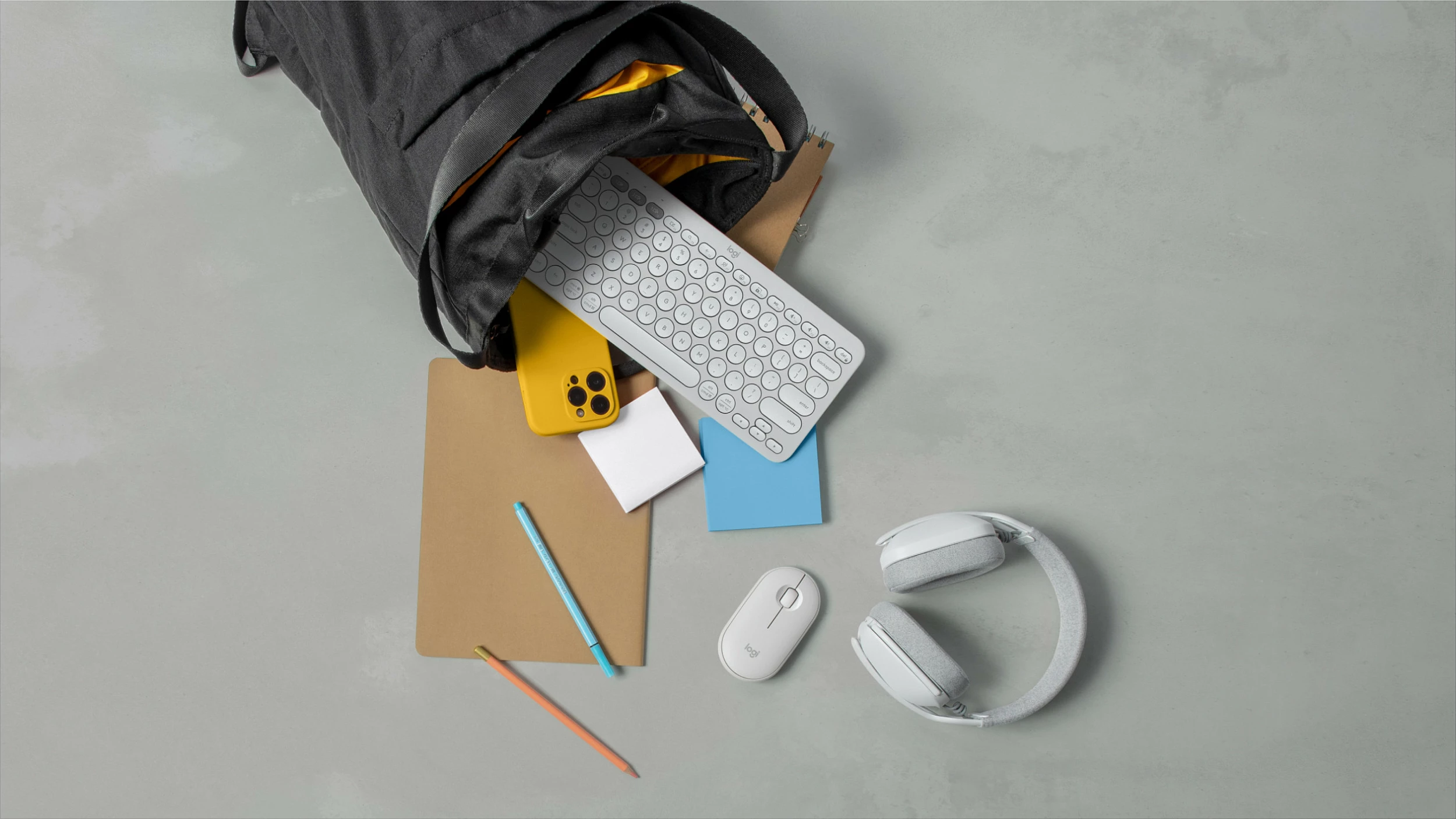 Set tastierë dhe maus Logitech Pebble 2, pa kabllo, gjermanisht, e bardhë