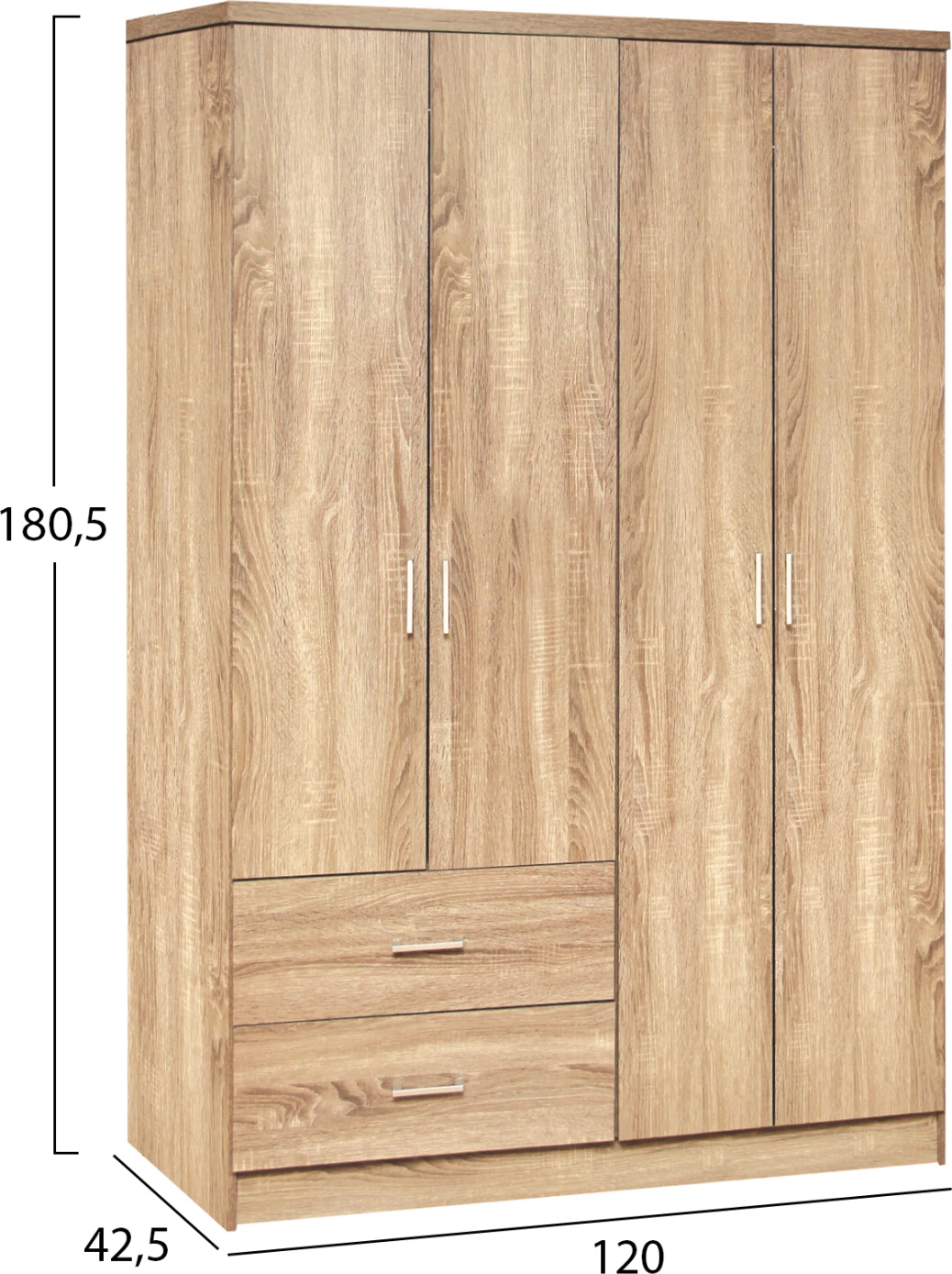 Dollap 4 dyer me 2 sirtarë FH339.02 Sonama 120x42x181