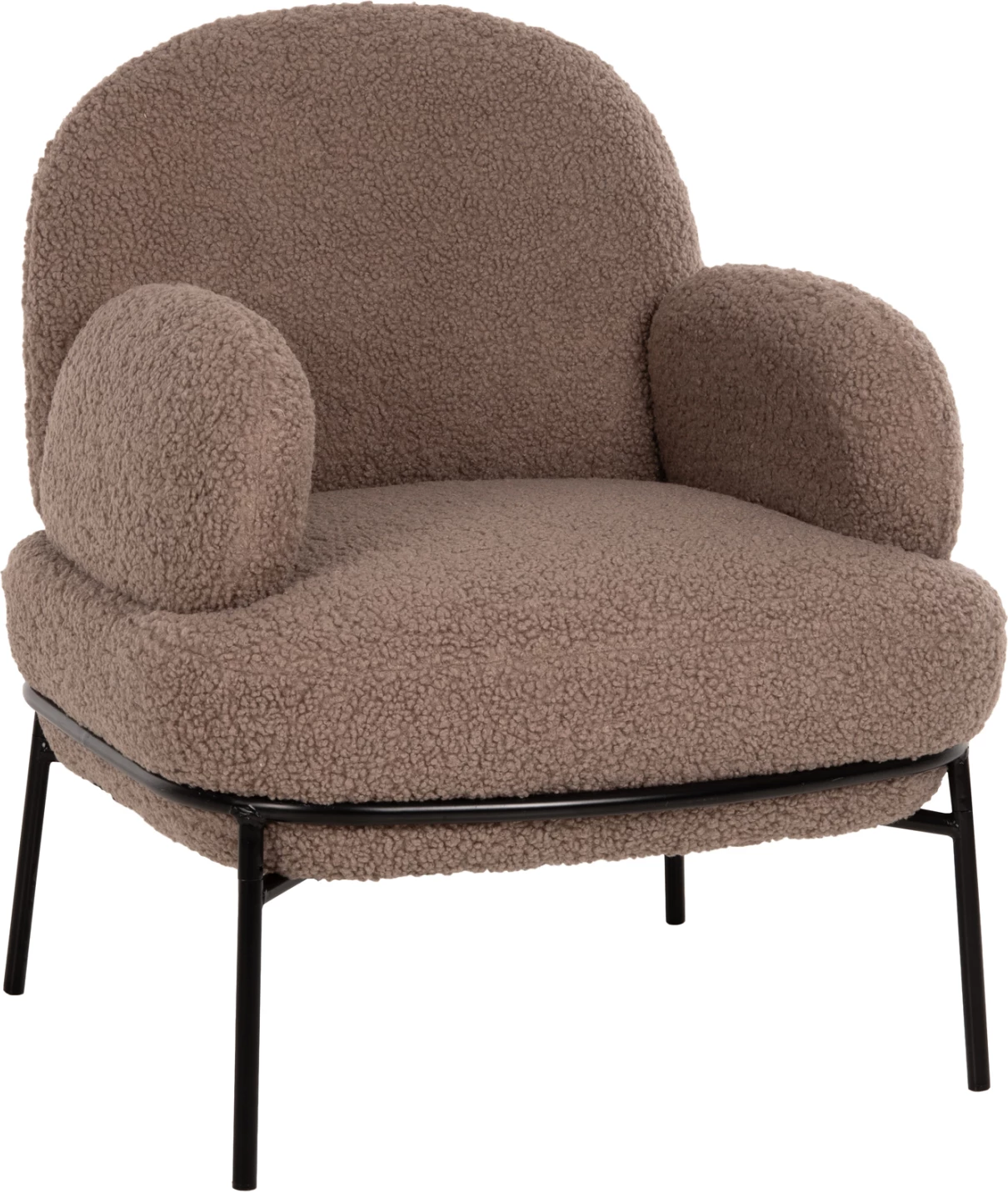 Karrige AGNES FH9525.25 ngjyrë kafe e çelët boucle, këmbë metali të zeza, 74x71x83H cm.