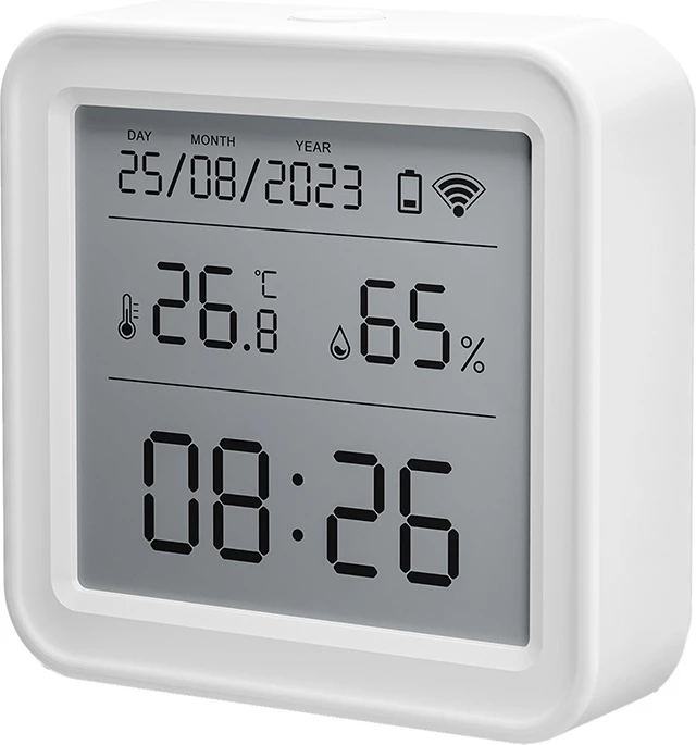 Sensor temperature dhe lagështie smart Gosund ST17 me ekran LCD, Zigbee, i bardhë