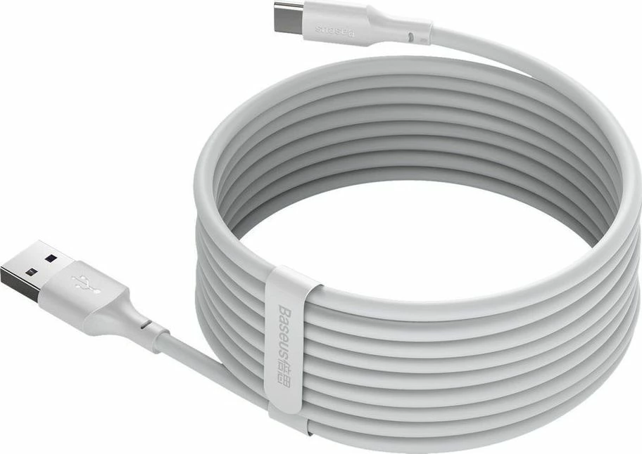 Kabllo USB Baseus Wisdom TZCATZJ-02 USB-A në USB-C, 1.5 m, 5A, USB 2.0, set 2 copë, e bardhë