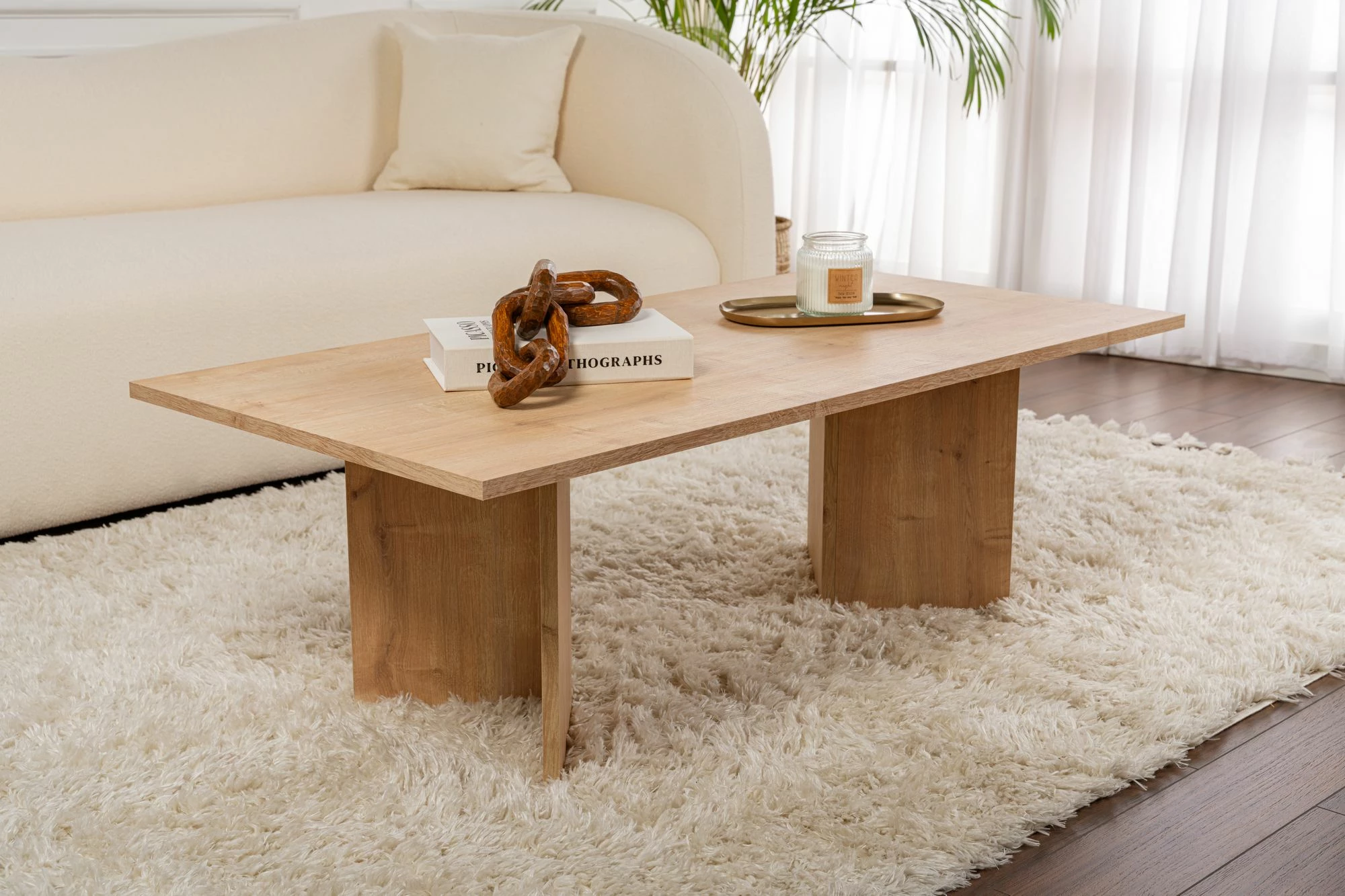 Tavolinë kafeje Nordure, Sabin, ngjyrë lisi Sapphire Oak