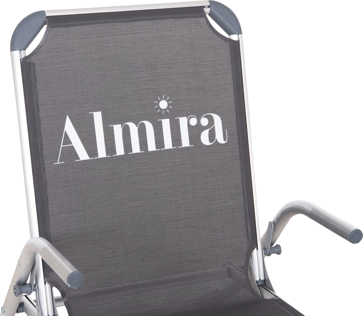 Karrige plazhi e palosshme, alumin i fortë, tekstilene gri, shpinë e lartë, Almira FH5053.10, 55x71x66cm