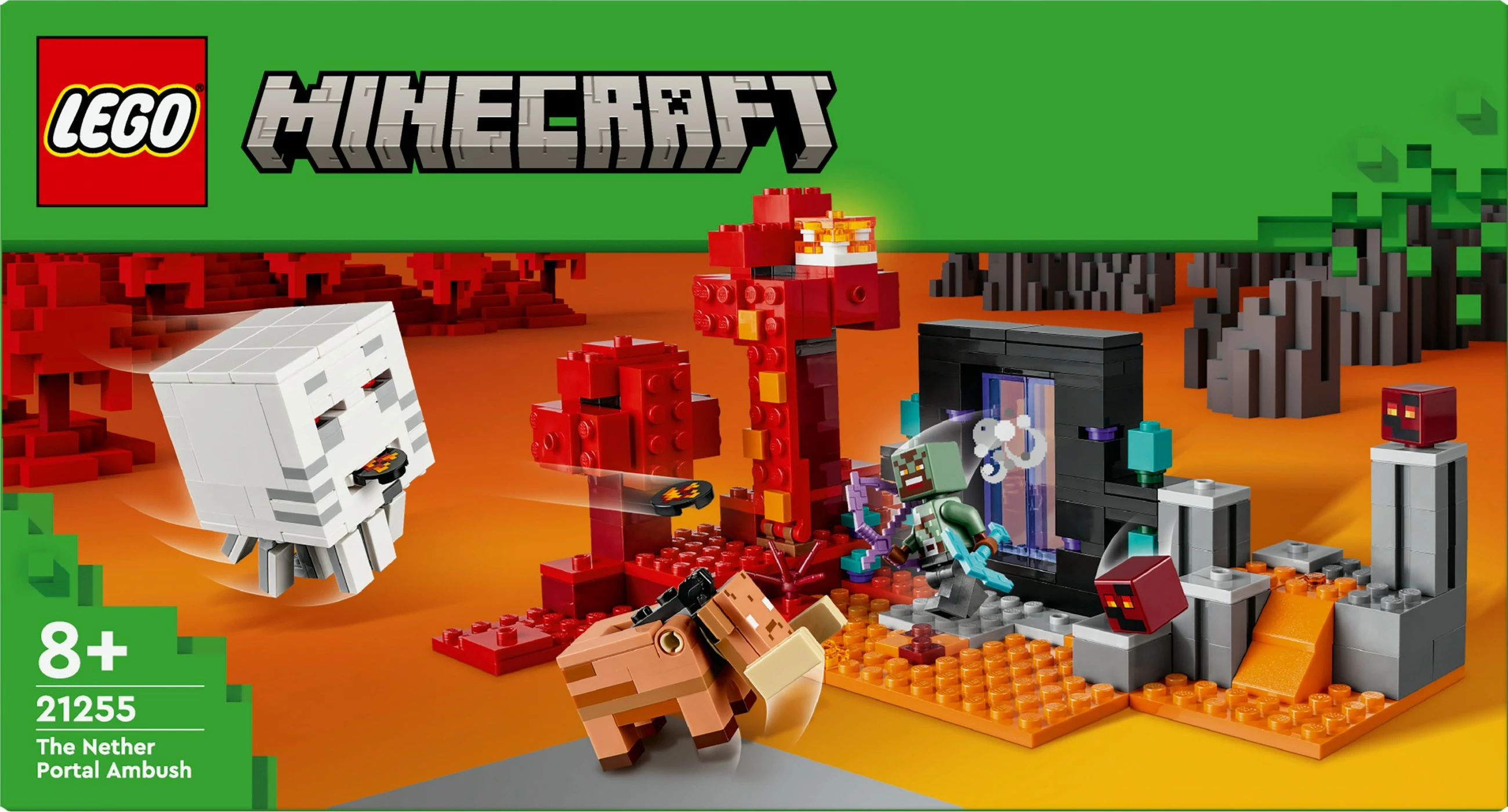 Set ndërtimi LEGO Minecraft 21255 Hinterhalt am Netherportal, shumëngjyrësh