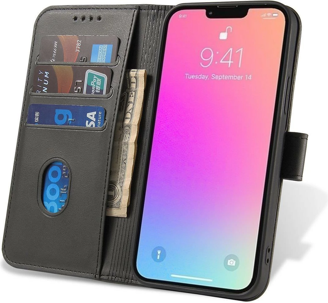 Mbështjellës magnetik me kapak dhe portofol për Honor X6a, Hurtel, i zi