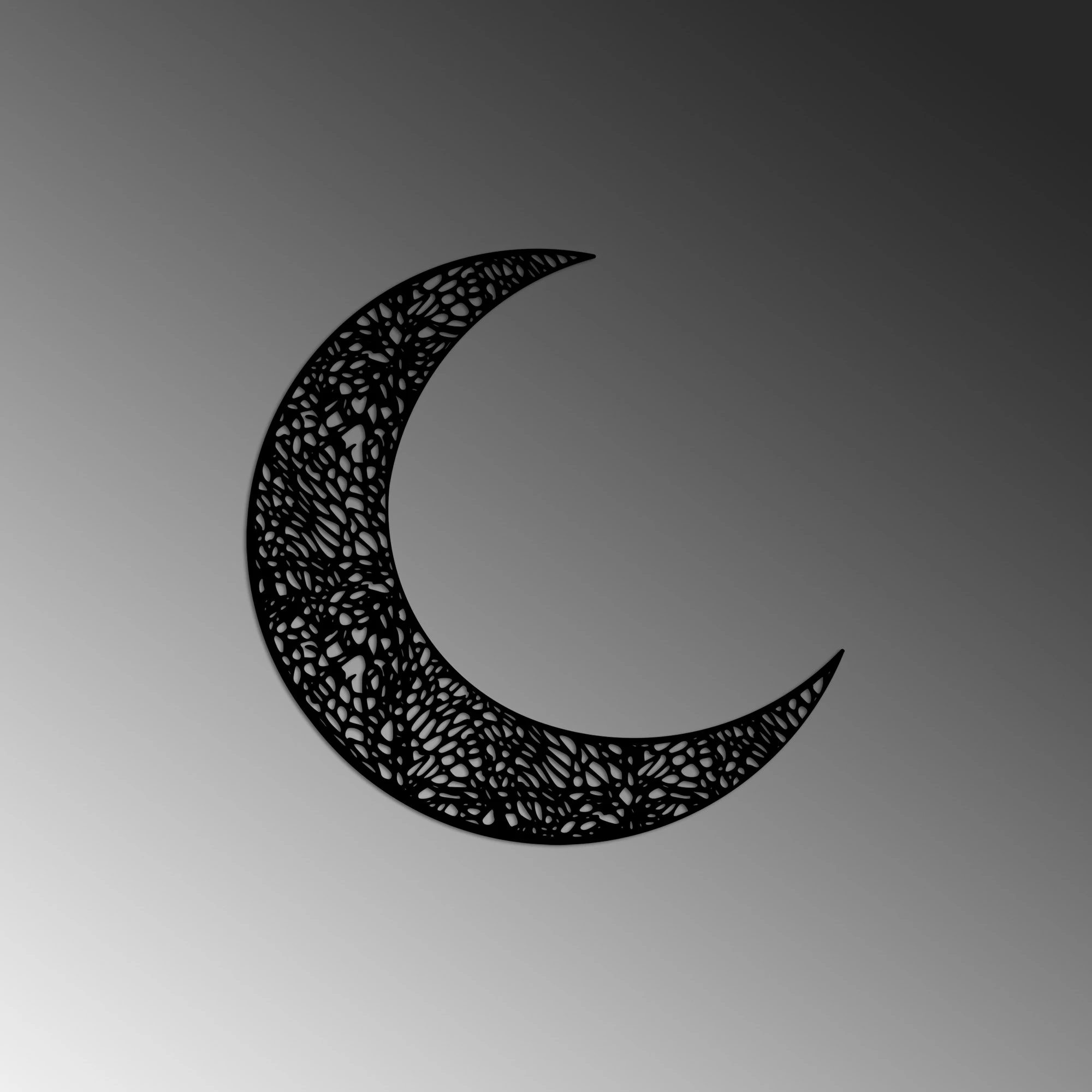 Aksesor dekorativ muri prej metali, gjysmëhëna 3, Wallity, ngjyrë e zezë, 49x49cm