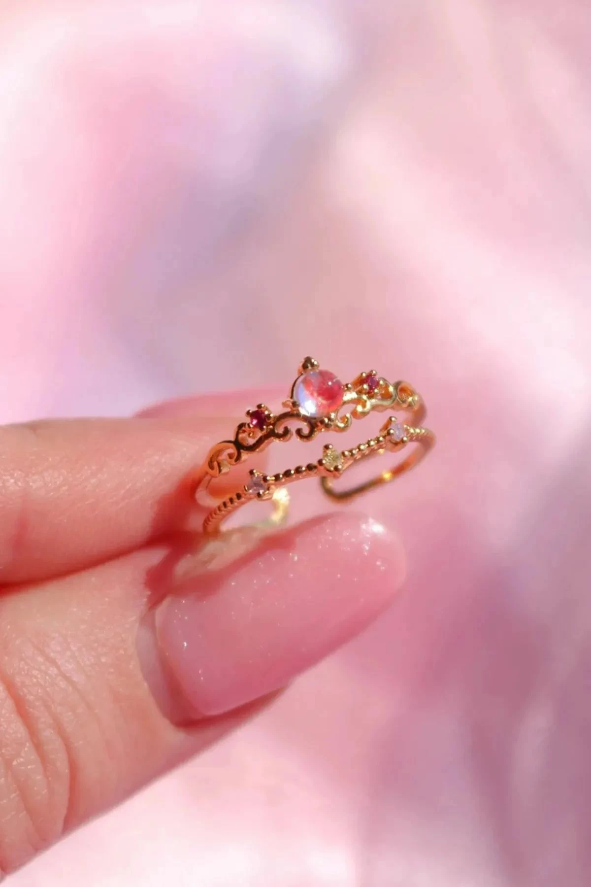 Unazë Jumeon, ngjyrë ari, gur zirkoni, e rregullueshme