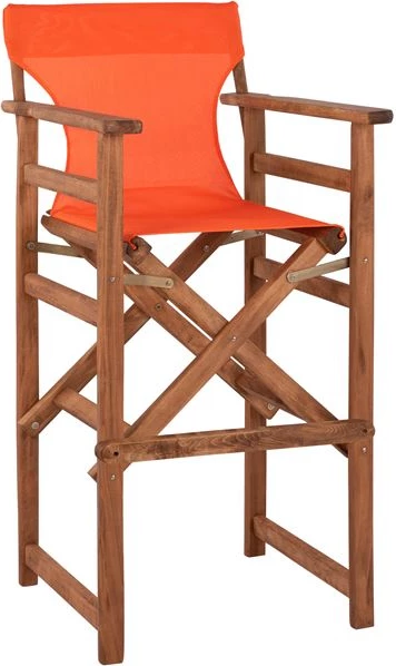 Karrige për bar, ngjyrë arre, me jastëk pvc portokalli FH10374.02