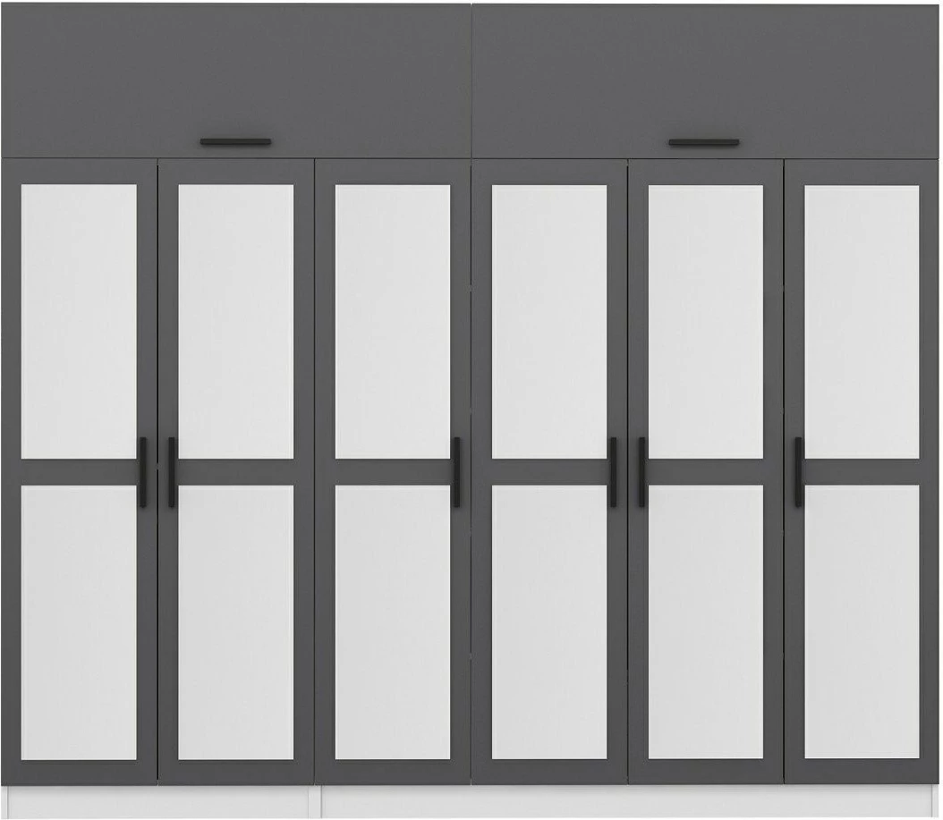 Dollap garderobe Skye Decor, antracit dhe i bardhë, 270x235x52cm, 11 pjesë