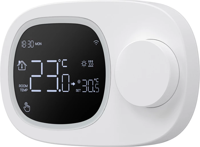 Termostat i mençur Wi‑Fi, Avatto WT598-1T1, ekran me ndriçim, programim javor 5+2/6+1/7, kontroll me aplikacion Tuya/Smart Life dhe zë, furnizim me rrymë ose 3x AAA