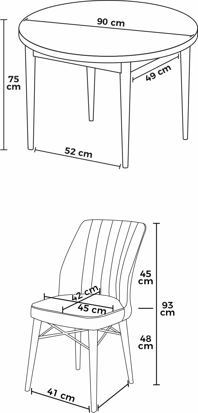 Tavolinë me karrige, 5 copë, Skye Decor, Baroque, Cappuccino