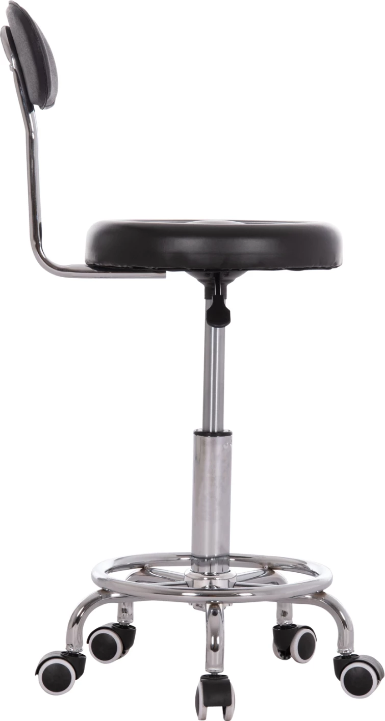 Stool rrotullues dizajneri për zyre IRIS FH211.21, lëkurë artificiale e zezë, 34x43x86.5cm, set prej 2 copash