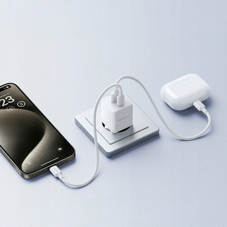 Karikues rrjeti Baseus Palm BSU9054 20W PD3.0/QC3.0 1x USB-A 1x USB-C 3A, i bardhë