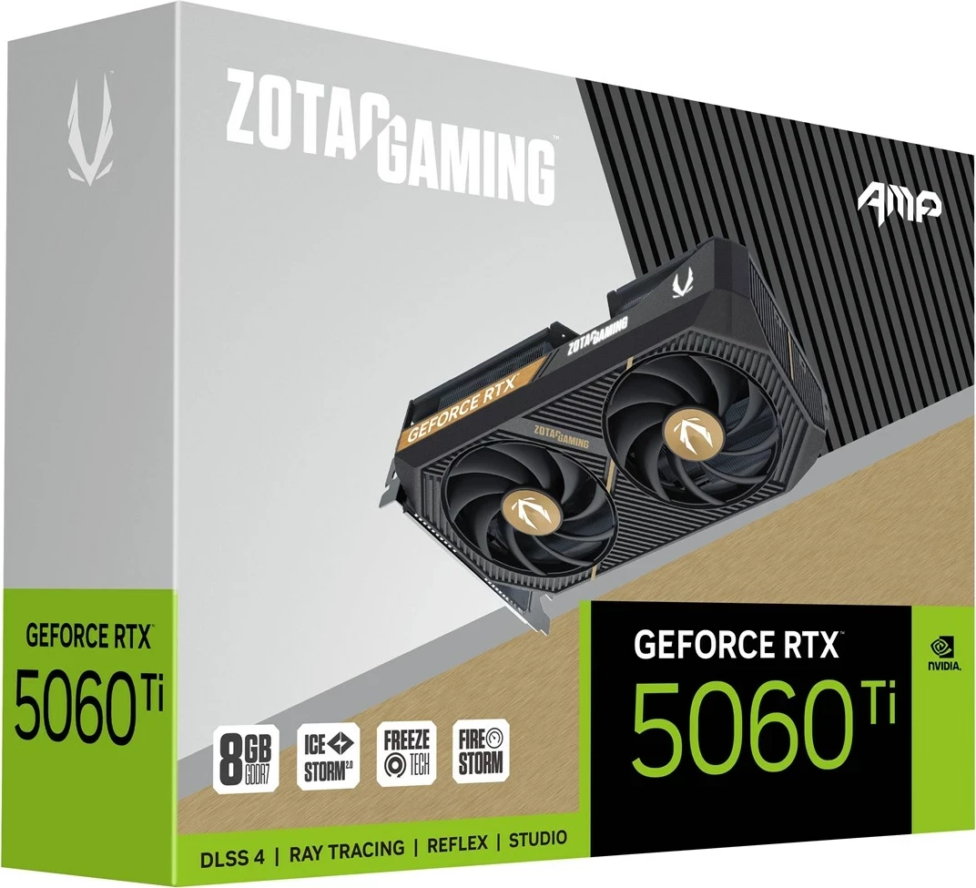 Kartelë grafike ZOTAC GAMING GeForce RTX 5060 Ti AMP, 8 GB GDDR7, Bardhë
