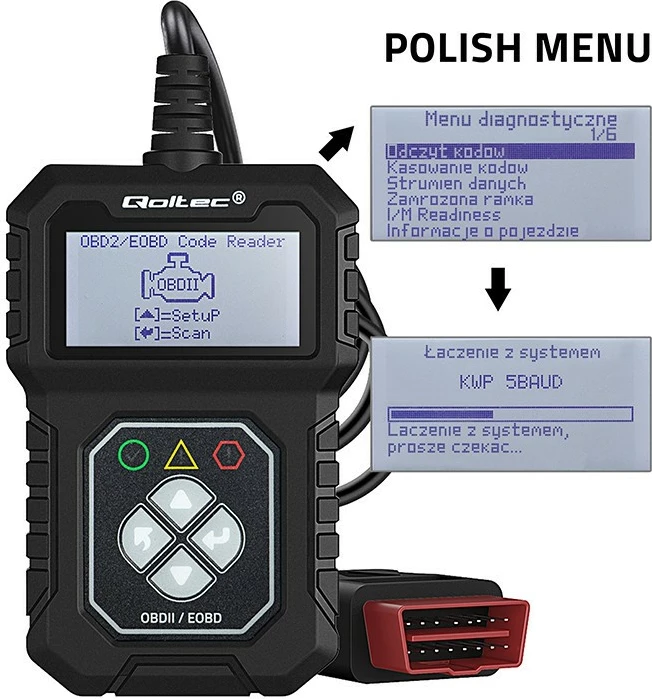 Tester diagnostikues Qoltec ProLine 50684, OBDII/EOBD, 8V-25V, i zi