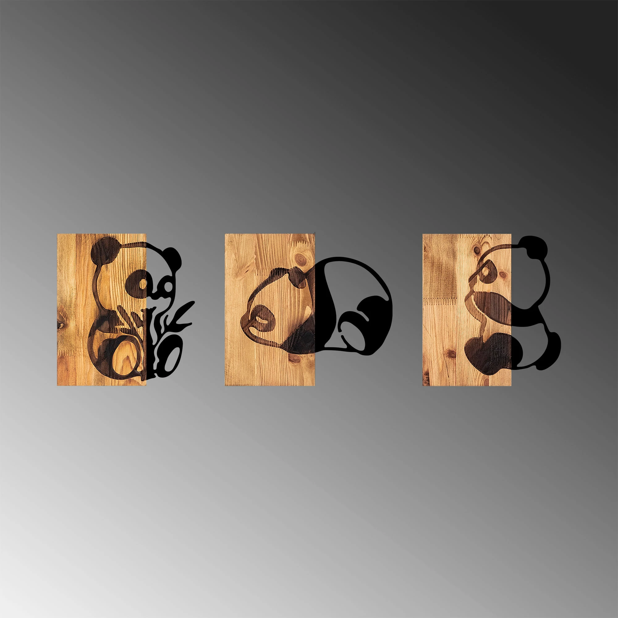 Aksesor dekorativ prej druri për mur, Wallity, panda, 335