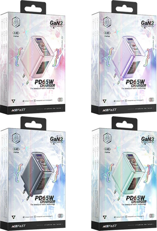 Karikues muri Acefast A45, 65W, 3 porta (1xUSB, 2xUSB-C), GaN, i gjelbër