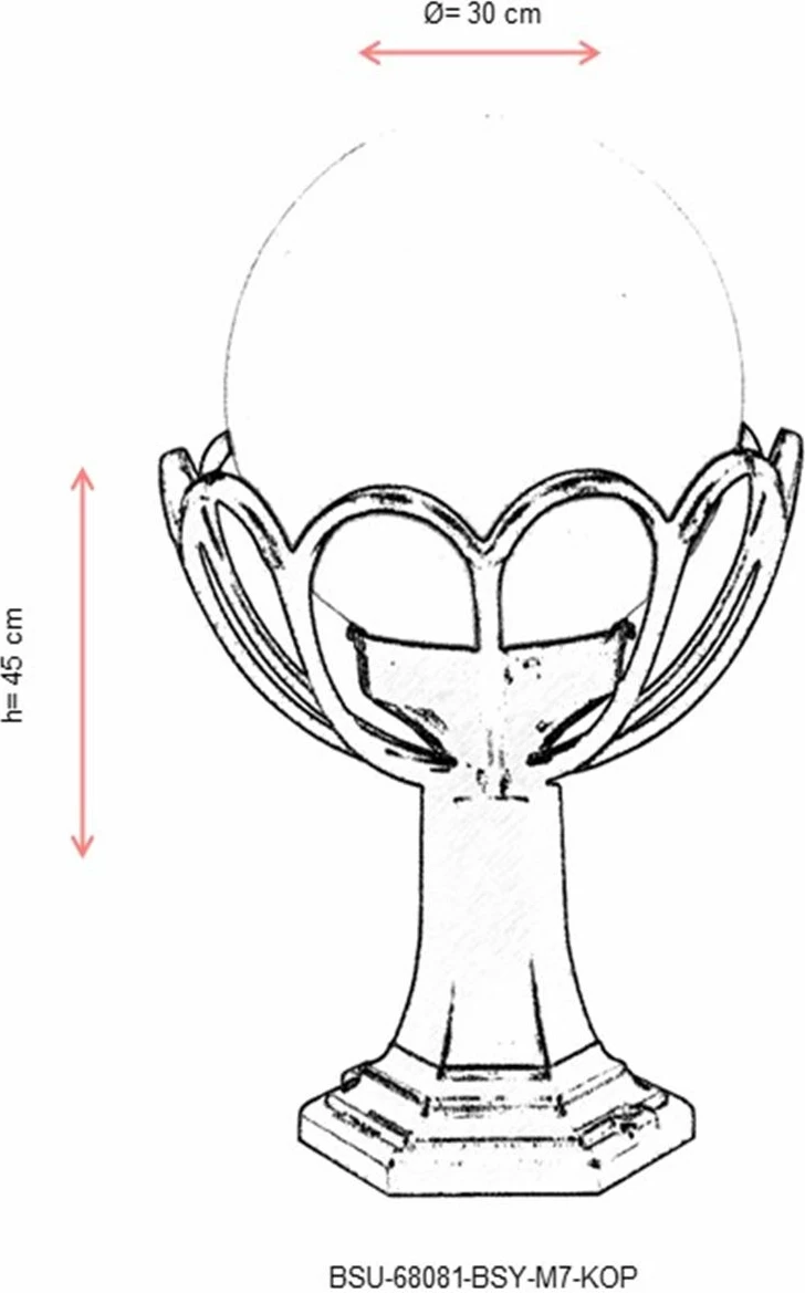 Llambë muri për jashtë, Opviq, BSU-68081-BSY-M7-KOP, e zezë dhe e bardhë