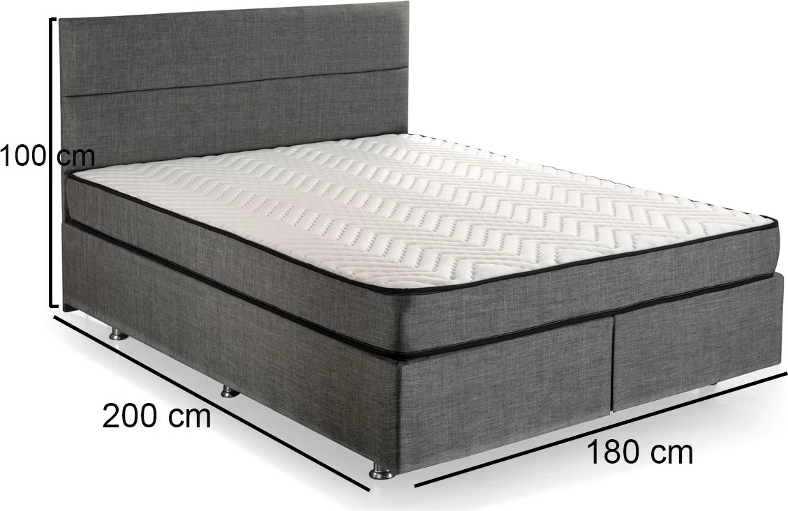 Baze dhe shtrat dopio me taban, Skye Decor, ngjyrë hiri, 180x200