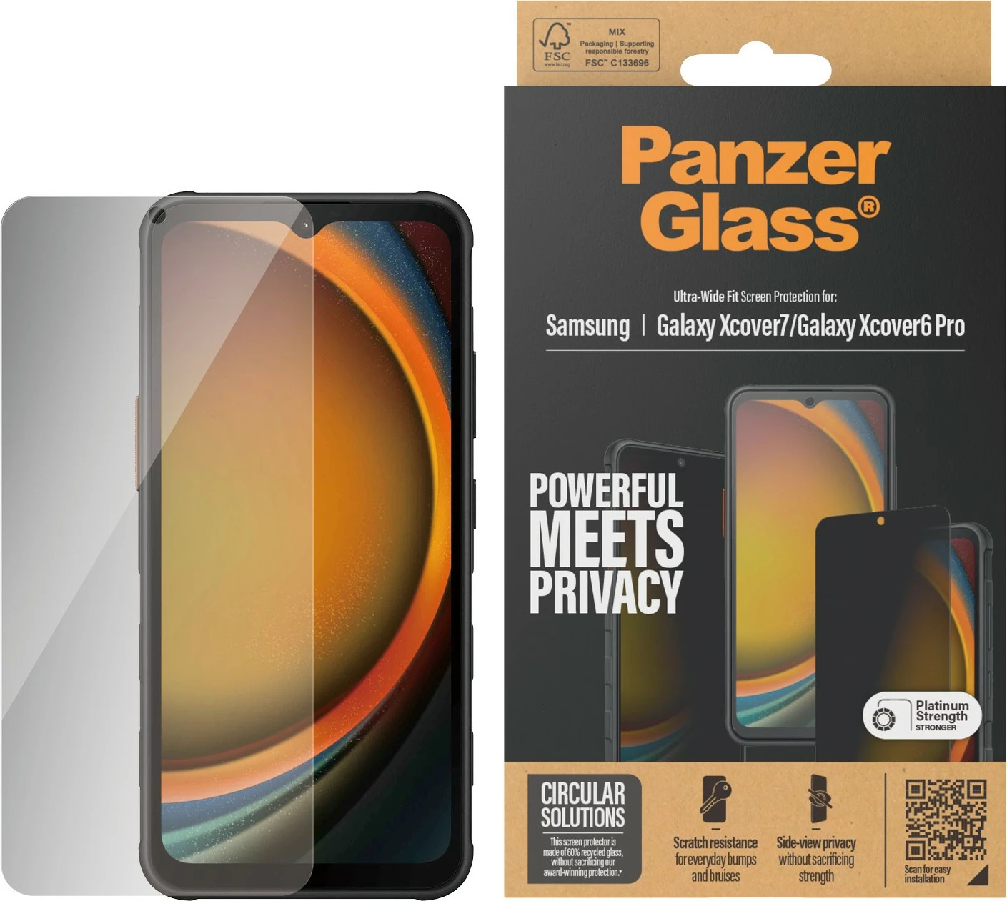 Mbrojtës ekrani PanzerGlass për Samsung Galaxy Xcover7/Xcover6 Pro, privacy, transparent