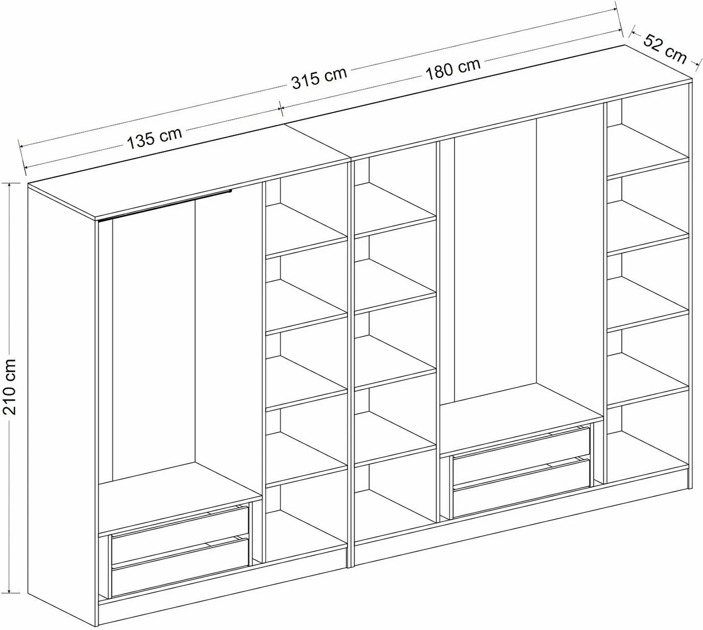 Dollap për dhomë gjumi, ngjyrë lisi, Skye Decor Kale Plus - 7799
