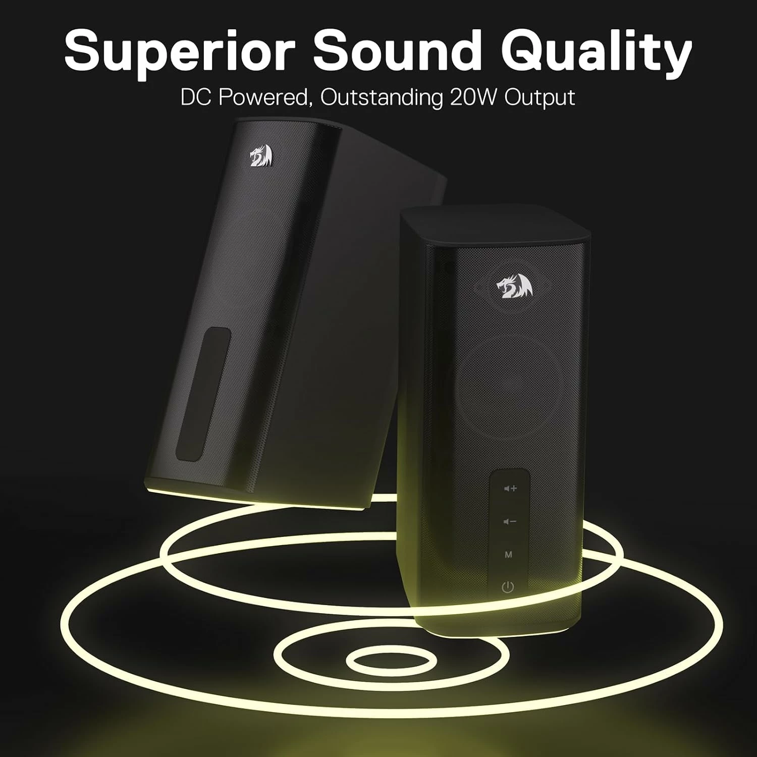 Altoparlantë Redragon Connie GS814, 2.0, Bluetooth 5.0, RGB, AUX 3.5mm, të zeza, set 2 copë