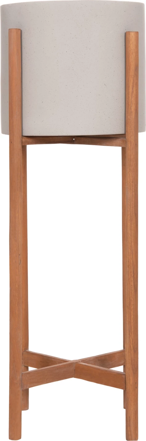 Vazo e brendshme RENTIL, fibër-cement, ngjyrë gri, bazë dru tik, Φ27x66cm