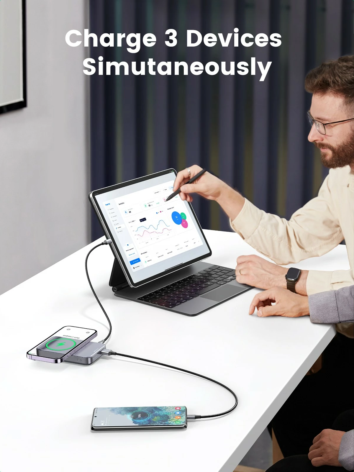 Powerbank Ugreen 10000mAh Mini Wireless 20W me MagSafe, gri