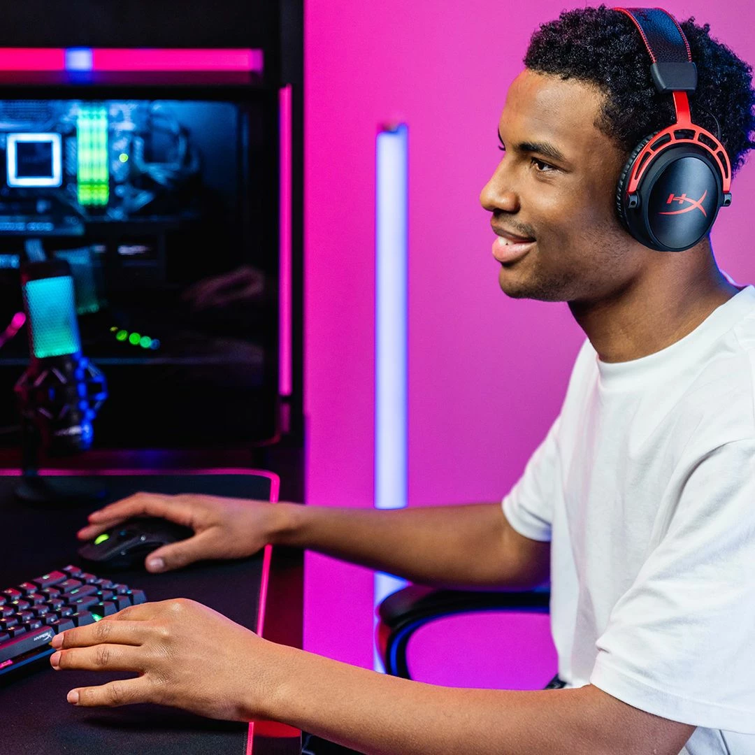 Kufje gaming wireless HyperX Cloud Alpha Wireless (4P5D4AA), bateri 300 orë, mikrofon i shkëputshëm, DTS HeadphoneX, kuqe
