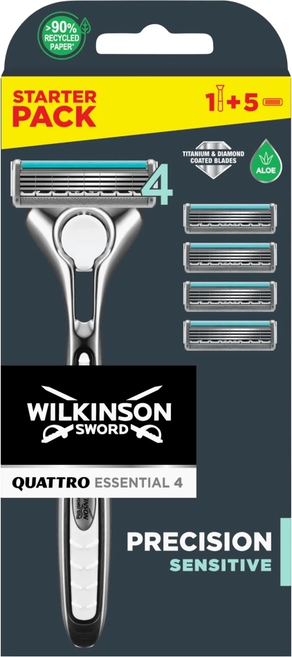 Brisk për meshkuj Wilkinson Quattro Essential 4 Precision Sensitive me 5 rezervë