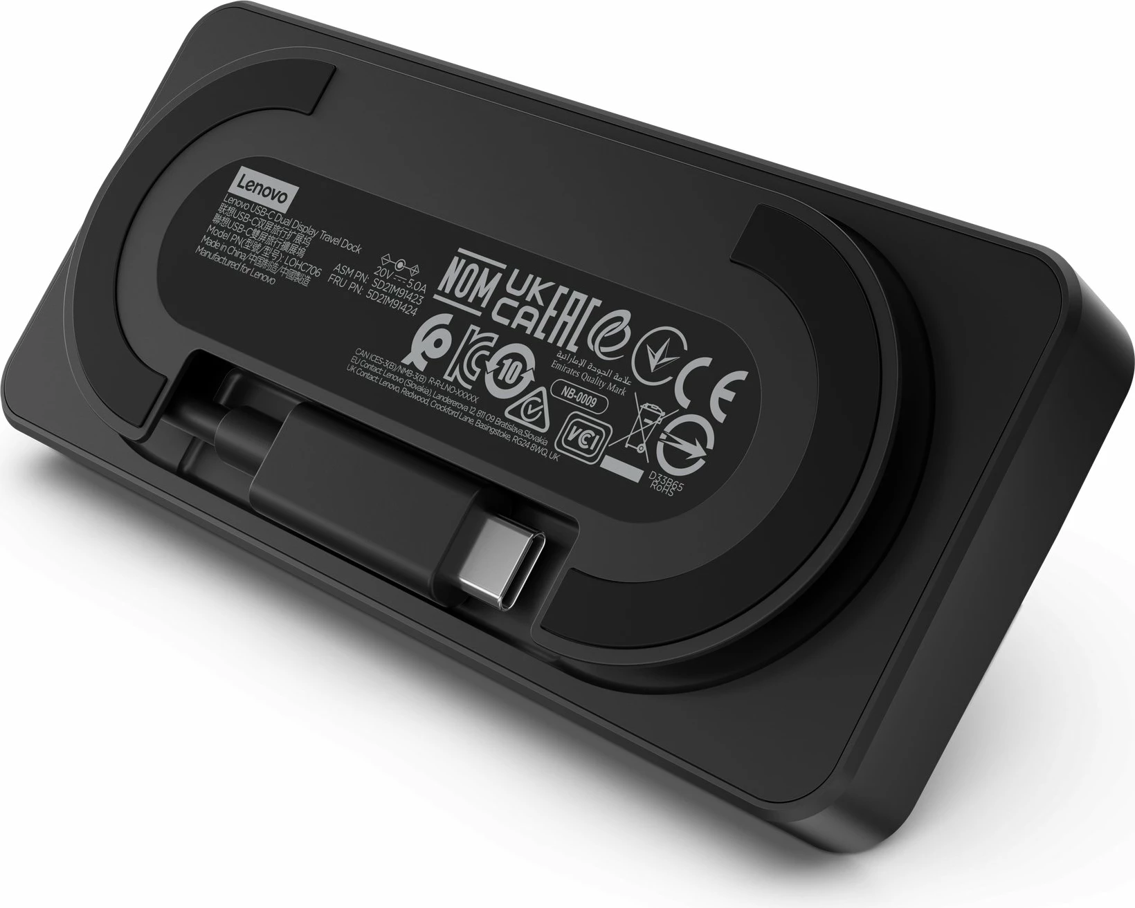 Stacion docking USB-C Lenovo 40B90000WW dual display 4K, HDMI + DisplayPort, LAN Gigabit, Power Delivery, Eclipse Black, pa adapter