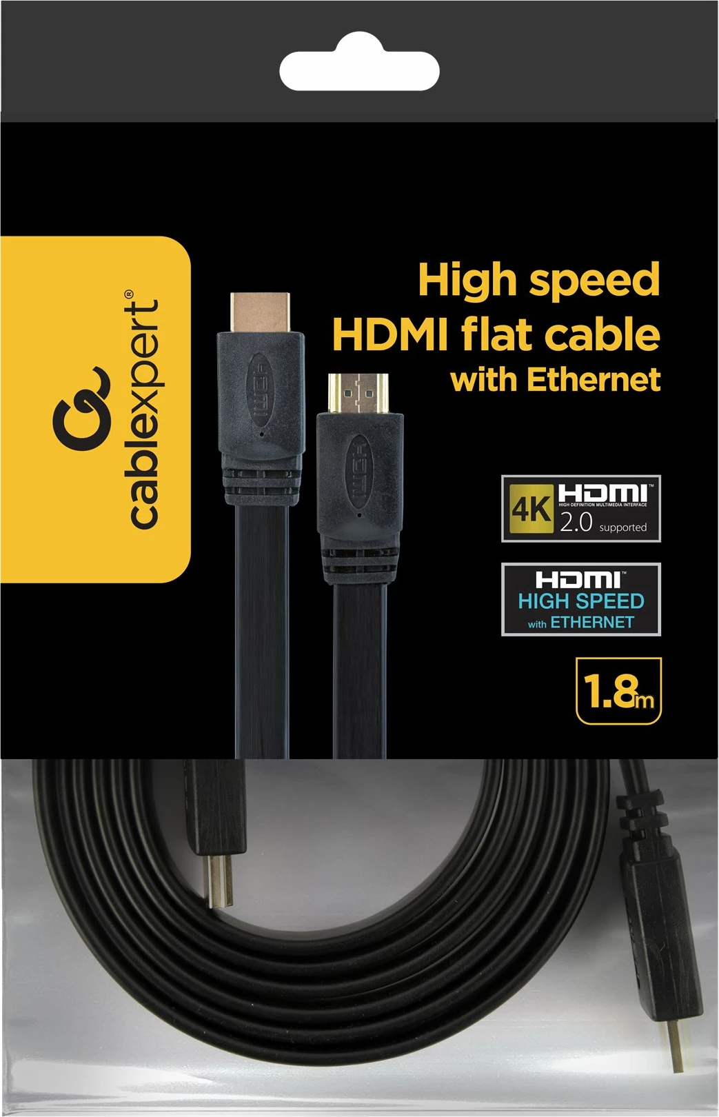 Kabllo HDMI Gembird CC-HDMI4F-6, 1.8 m, e zezë, flat