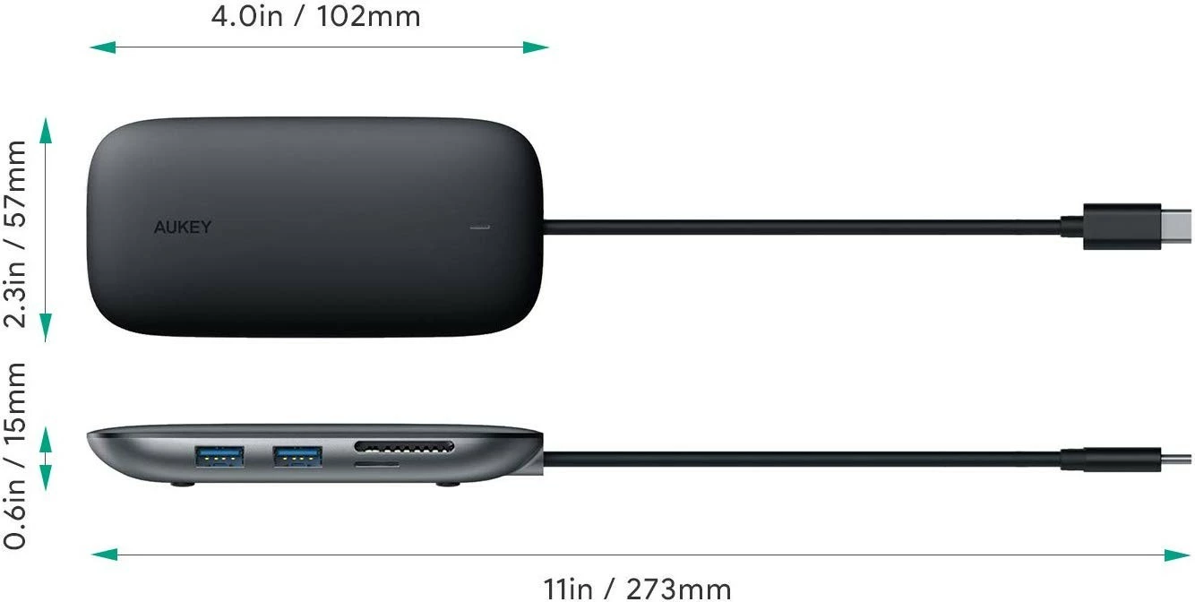 USB-C HUB AUKEY CB-C71 8-në-1, HDMI 4K, 3x USB 3.1, RJ45, SD/microSD, Power Delivery 100W, Alumini, Zi