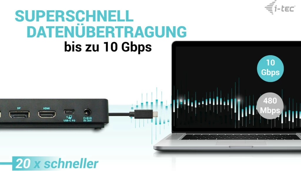 Docking station I-Tec USB-C Triple Display Gen 2 Pro, 100W, 3x monitor, 6x USB, LAN, e zezë