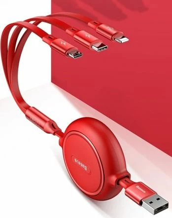 Kabl USB Baseus 46956 1.2 m USB-A në USB-C + microUSB + Lightning, i zi