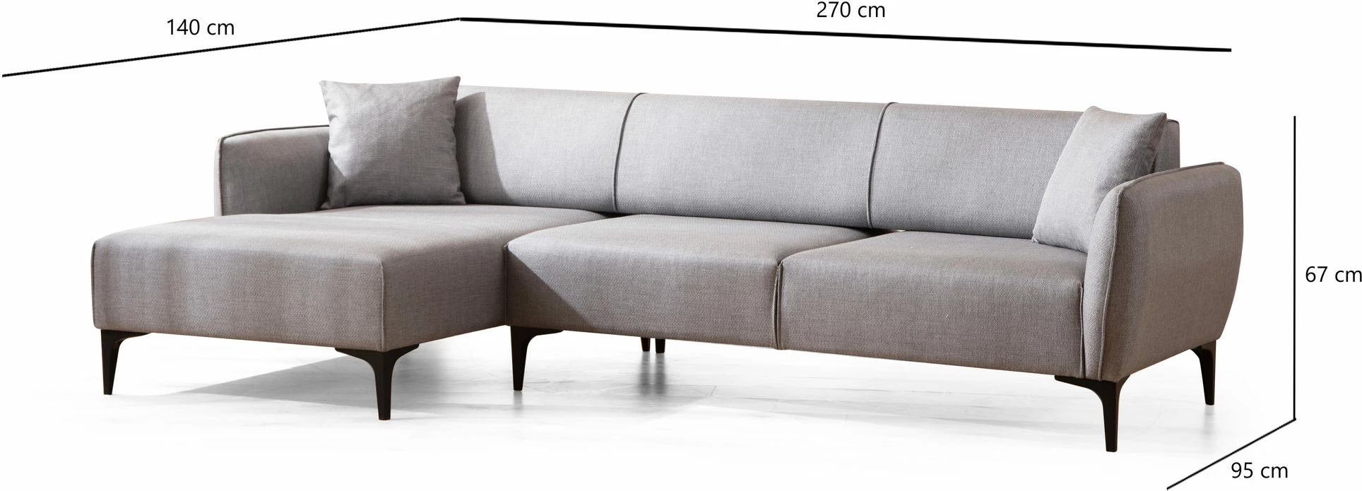 Këndare Belissimo, ngjyrë gri, Atelier del Sofa, pjesa e majtë