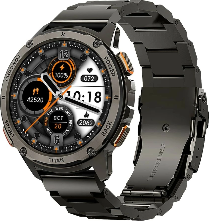 Smartwatch Maxcom FW110 Titan Chronos, 1.43'' AMOLED, 256 MB, 450 mAh, E zezë, set me 2 rripa