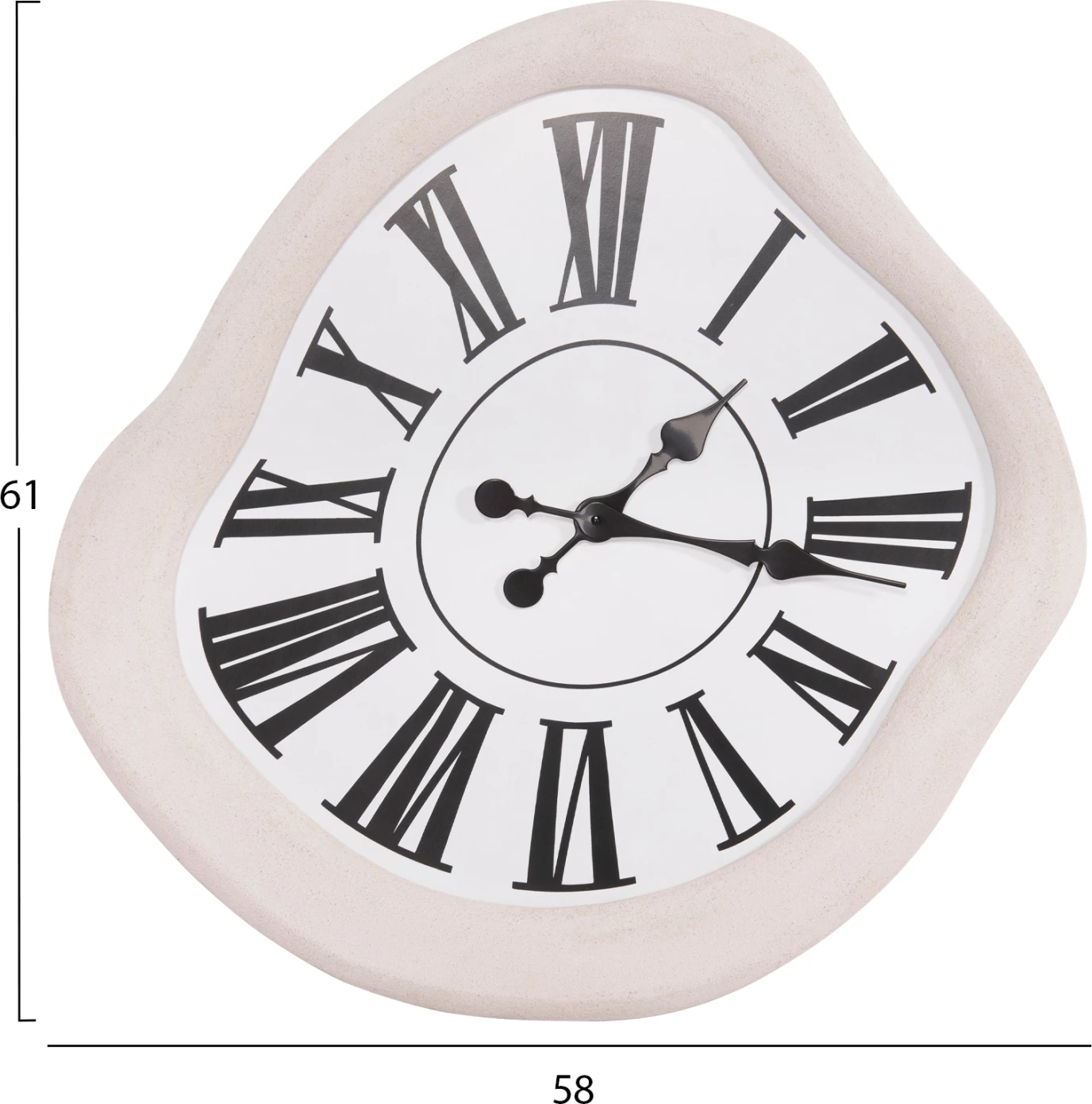 Orë muri SANTORINI FH4515 MDF ngjyrë e bardhë e zbehtë, tregues të zinj & numra latinë, 58x2,5x61Hcm.