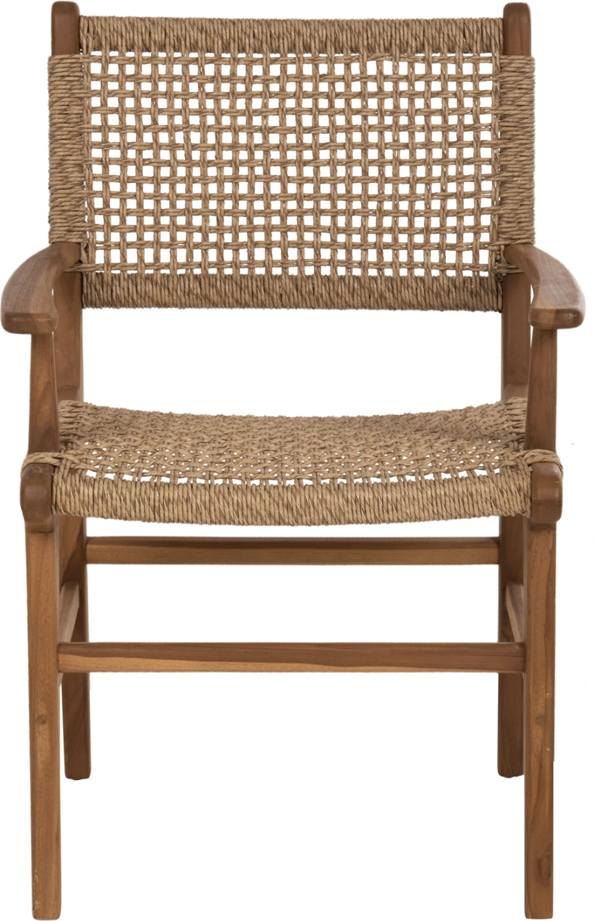 Karrige NESHA, dru TEAK, ngjyrë natyrale, VIRO litar, 57x57x86H cm., set prej 2 copë