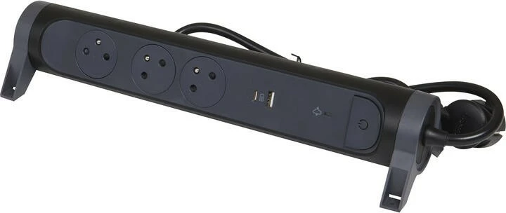 Zgjatues Legrand 049425, 3 prizë, 2 USB (USB-A/USB-C), 1.5m, i zi