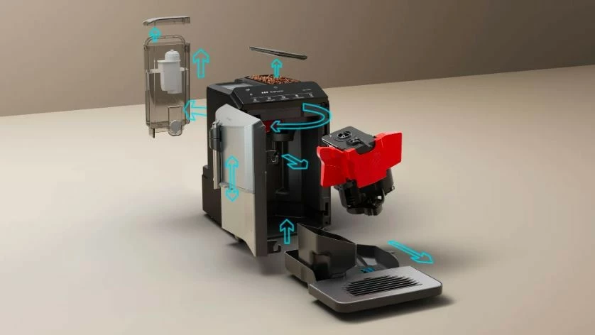 Makine ekspresi Siemens TF303E01 EQ300, automatike, 1.4L, me mulli, e zezë/argjendtë