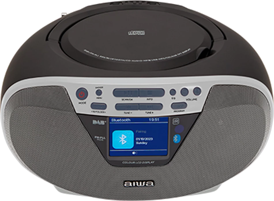 Boombox AIWA BBTU-500DAB/SL, CD/MP3, DAB+/FM, Bluetooth 5.0, USB 64 GB, gri/argjendtë, me telekomandë
