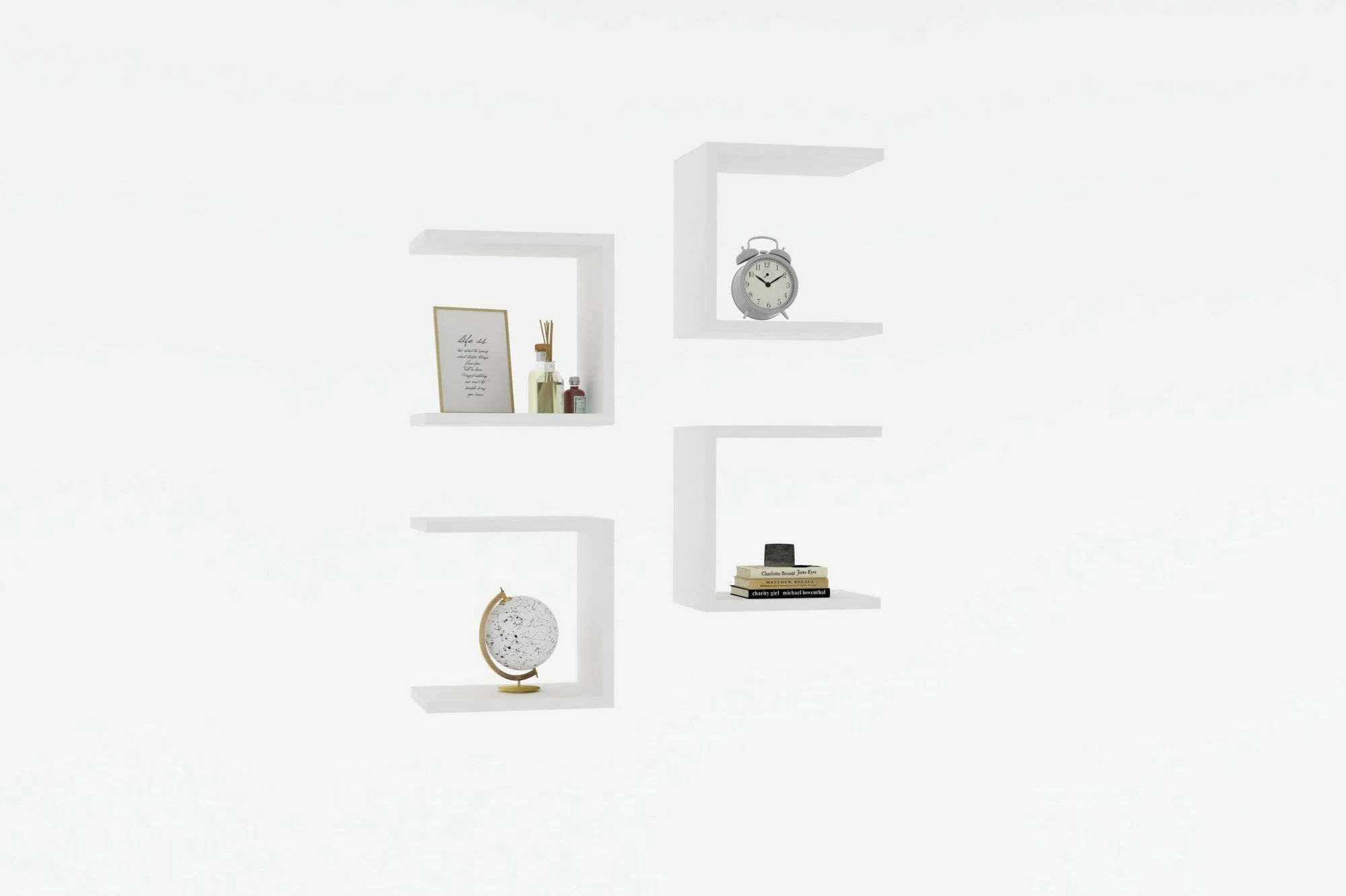 Raft muri Hanah Home, bazë e bardhë (4 copë)